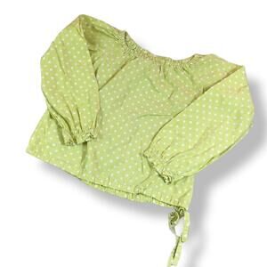 Beehave Girls Blouse Size 5 Yellow Polka Dot‎ Peasant Style